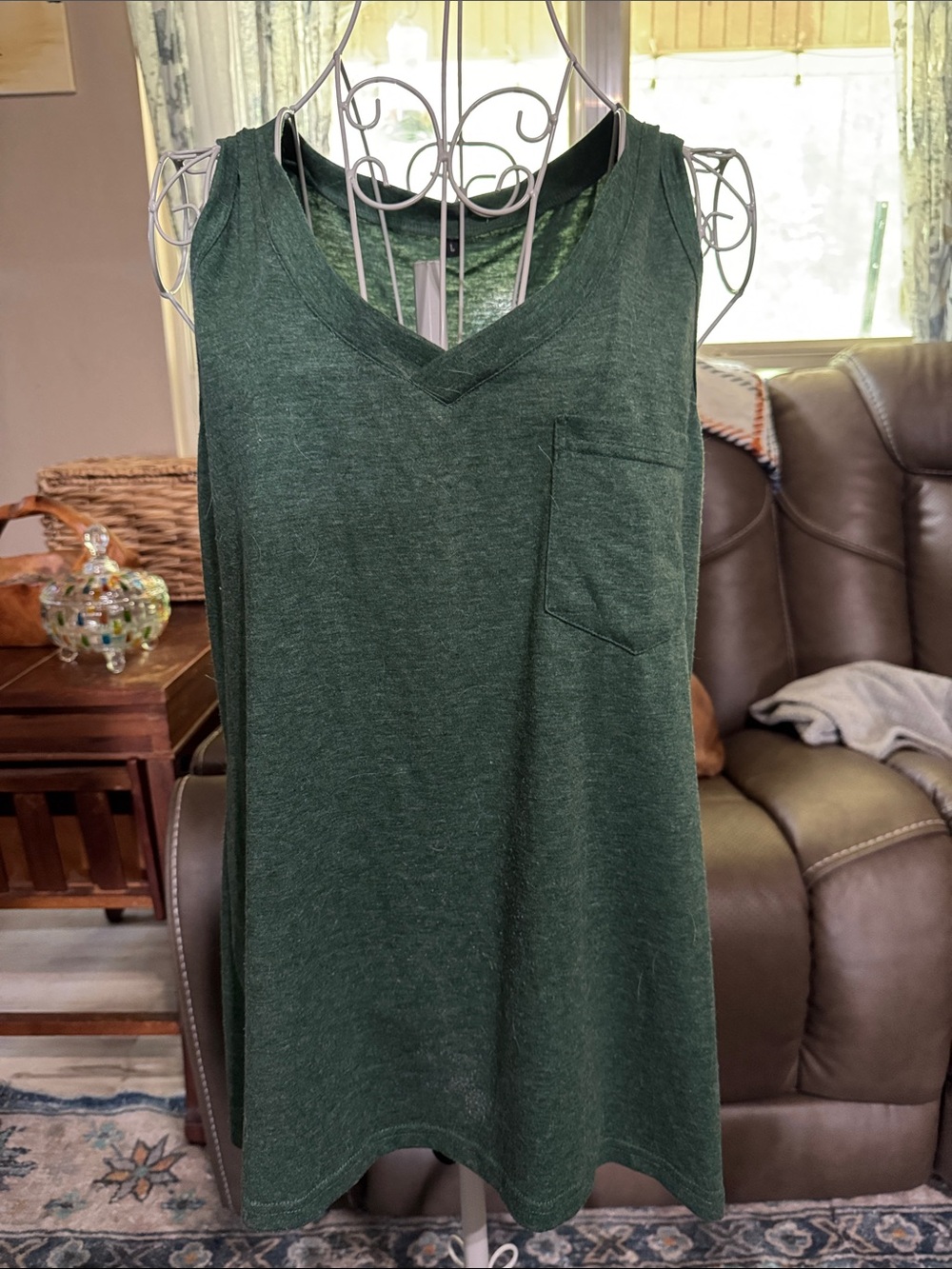 Maurices Dark Green V-Neck Tank with Pocket